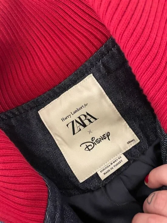 Zara Disney Harry Lambert Men Jean Jacket Bomber M Blue Denim 1300/330 NWT - Picture 6 of 16